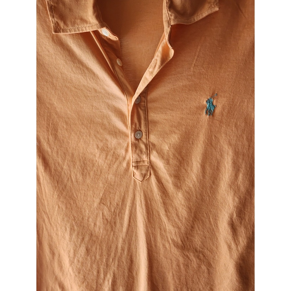 Ralph Lauren Women's Slim Fit Y2K Polo Shirt Peach Logo Preppy - Picture 1 of 7